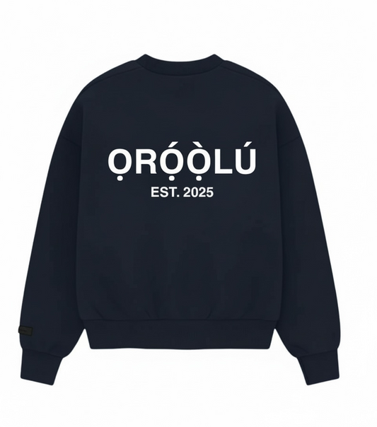 ỌRỌ́Ọ̀LÚ Est.  Crewneck Sweatshirt   Navy
